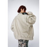 Unisex Jacket Loose Lapels PU Leather Jacket Retro Biker's Coat